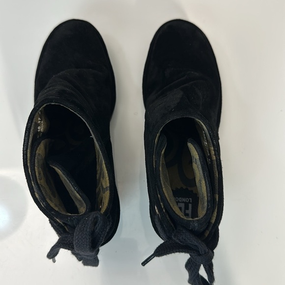 Fly London Yebi Ruched Suede Wedge Booties Size 10 - Picture 8 of 16